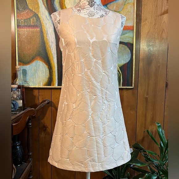 🛍️LUCY PARIS Light tan textured‎ print mini dress, size S. - Picture 2 of 15
